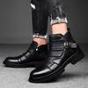 Men's Handcrafted Genuine Leather Punk Motorcycle Boots – British Style, Doc Martens-Inspired Short Workwear Boots