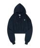 Varzar 3D Monogram Crop Zip-Up Hoodie Navy