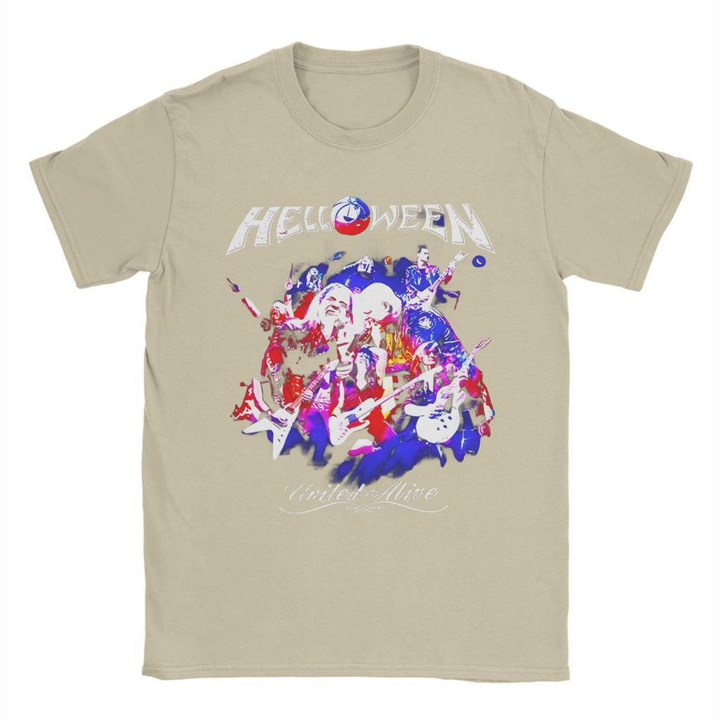 Men T-Shirts Heavy Metal Helloween Band Funny Cotton Tees Short Sleeve German Power Rock T Shirts Round Neck Clothes Summer