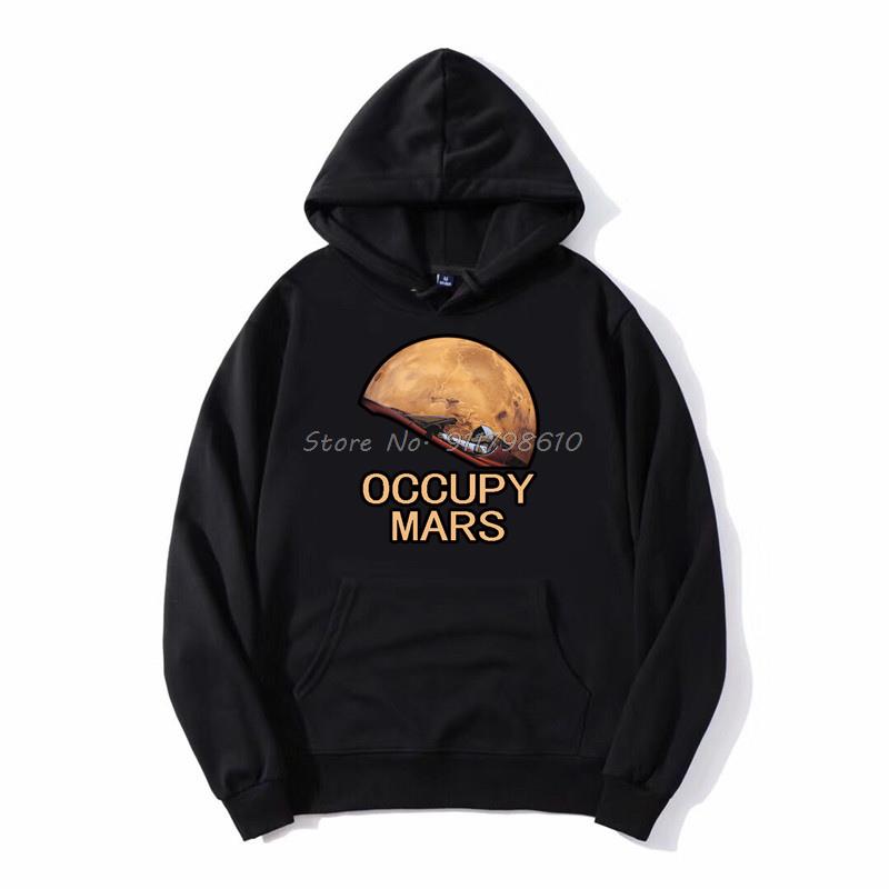 Occupy Mars Spacex Starman Hoodie Men Elon Musk Falcon Heavy 9 Men Hooded Fleece Hoodies Sweatshirt Streetwear Harajuku
