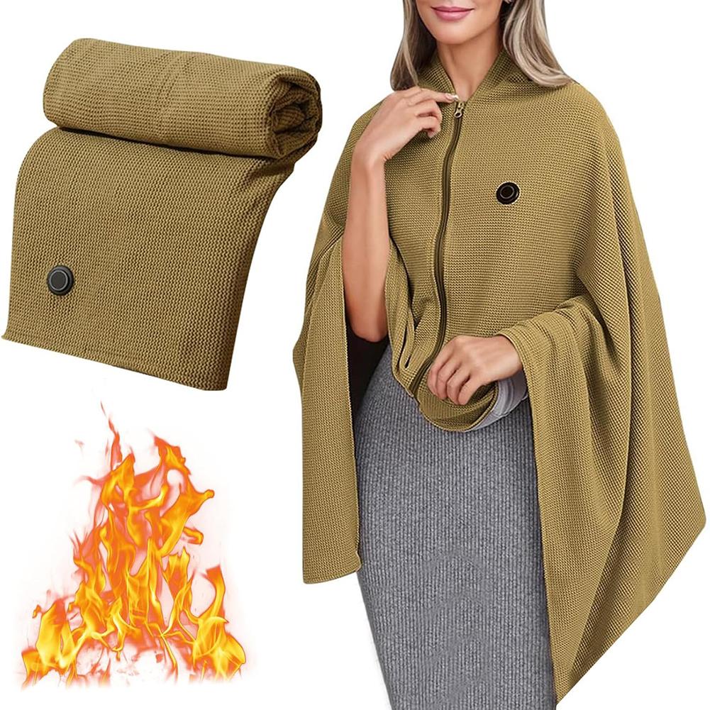 

Heated Shawl Wrap with USB Power for Women Soft Plush Electric Blanket Scarf Featuring Zipper Design for Warmth and Style