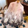 Luxury Brand 100% Real Silk Scarf Women Designer Shawls and Wraps Elegant Floral Print Pashmina Soft Long Scarves Femme Hijab