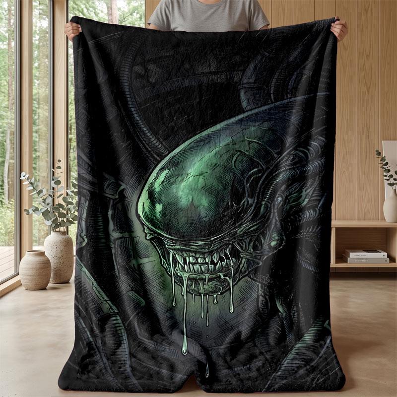 Soft Flannel Blanket Lightweight Cozy Bedroom Living Room CoverAlien Xenomorph
