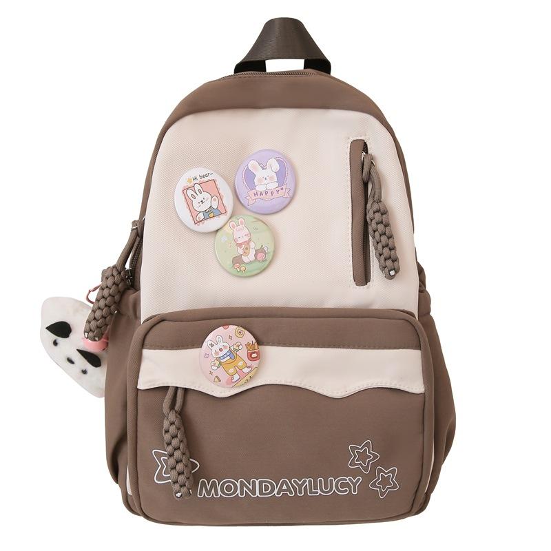 Schoolbag niche design contrasting colors campus style versatile schoolbag retro college student backpack high value women's lightweight backpack