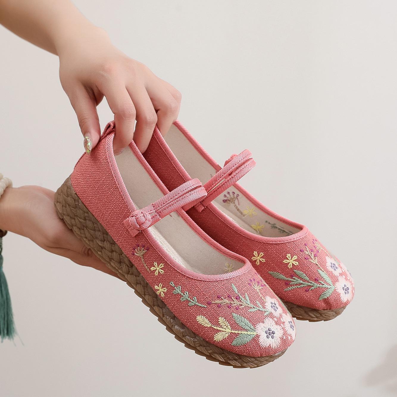 

Женские туфли Мэри Джейн без застежек, удобные балетки на плоской подошве, повседневные туфли для ходьбы с ремешком на щиколотке, вышитые рабочие туфли на плоской подошве для женщин, модельная обувь 38