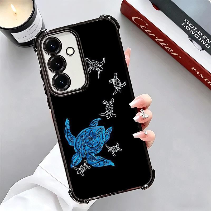 Cartoon Ocean Sea Turtle Plating Phone Case For Samsung A17 A07 A37 A57 A16 A56 A15 A55 A14 A54 A13 A53 A26 A36 A25 A35 A24 A34