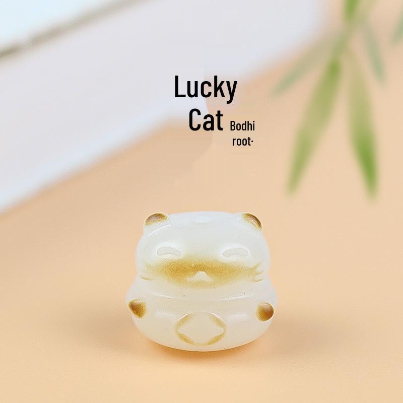 

Natural Charcoal Bodhi Root Cat Carving Beads Pendant, 12MM, for DIY Bracelets and Necklaces.