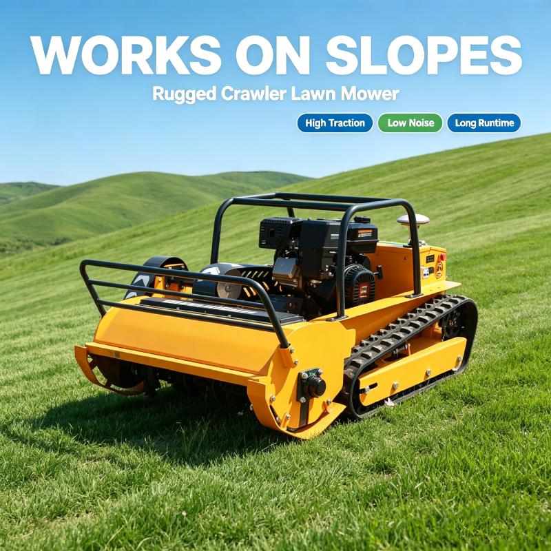 Electric Start Crawler Remote Lawn Mower Tracked Wireless RC Grass Cutter Easy Operation for Farmers