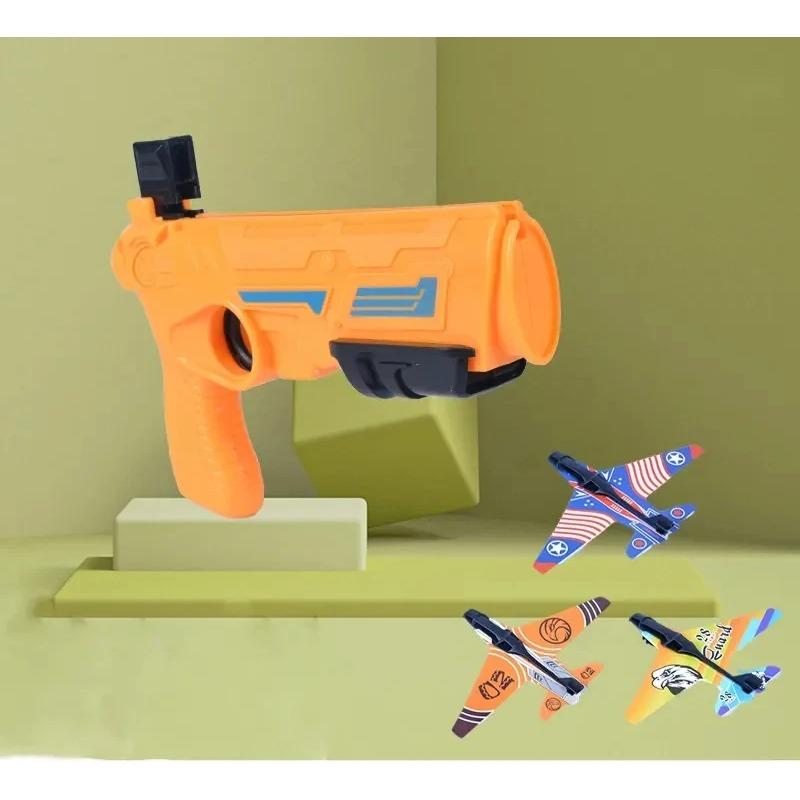 Ejection Aircraft Shooting Game Outdoor Parent-child Sports Toy Boy Gifts Shooting Aircraft Set Plastic Airplane Toys for Kids