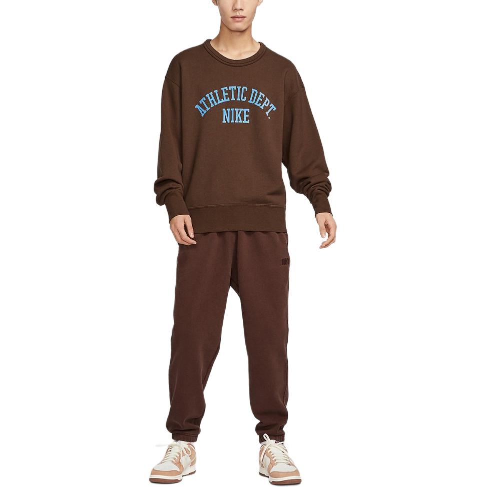 Nike Sportbekleidung Trend Grafikdruck Strick Rundhals Sweatshirt Herren Oberteile Braun DX0026-259