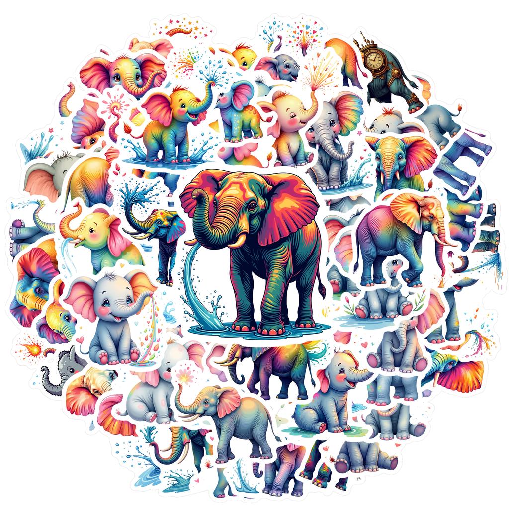 35pcs-70pcs Decals  multicolor Vinyl Stickers Elephant Stickers Animal Stickers for  instrument decoration suitcase decoration