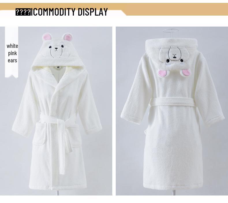 Children's Warm Cotton Cartoon Hooded Bathrobe - Absorbent Towel Material for Boys & Girls, Ideal for Autumn/Winter Swimming or Sleepwear.