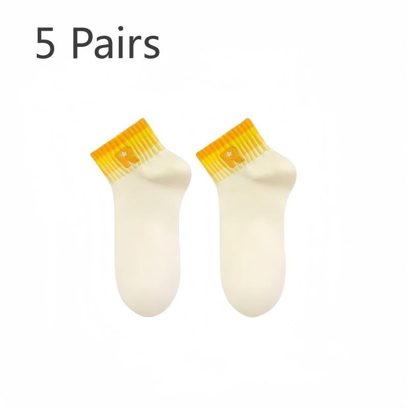 5 Pairs of Women Spring and Autumn Style Pure Cotton Deodorant Sports Socks
