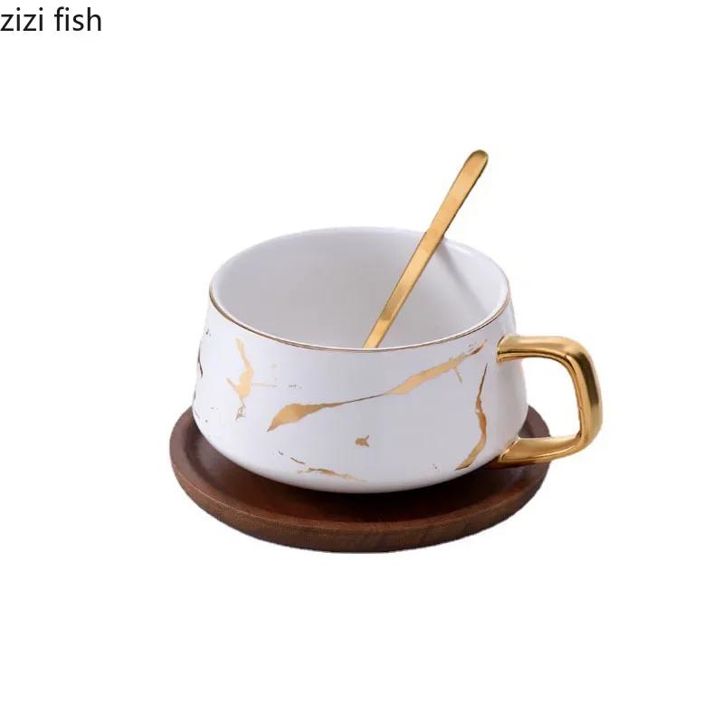 Kreatives Keramikbecher-Set mit Marmorstruktur Büro-Kaffeebecher Milchbecher Familien-Frühstückstasse Wasserbecher Schlichtheit Paarbecher