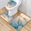Beach View Bathroom Floor Mat Three-Piece Toilet Carpet Toilet Mat Set Door Mat Bathroom Non-Slip Mat