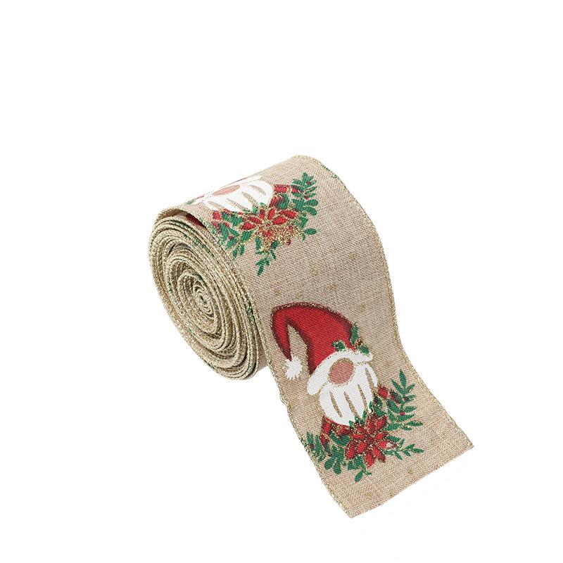 Xmas Gift Wrap Ribbon Tree Printed Bouquet Ribbon Hand Knitting Gift Box Packing Strap Party Decor