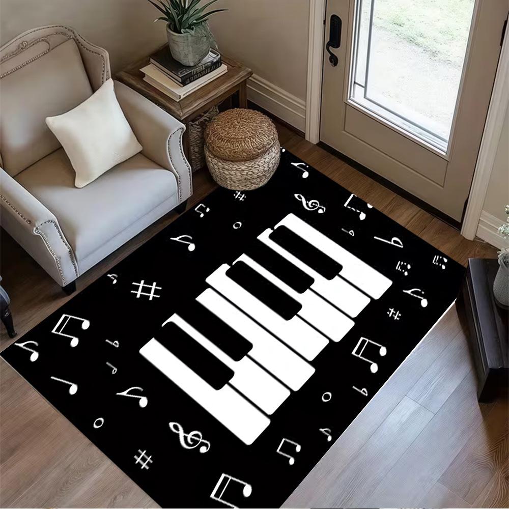 1pc music notes vinyl records and cassettes rug home carpet design for office decor gift living room bedroom