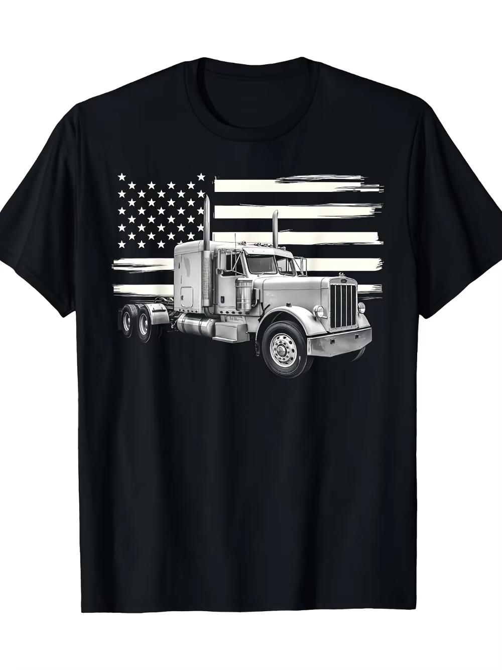

2026 Summer New Style Peterbilt Style Truck Mens HighQuality Fashion Comfortable Printed Roundneck TShirt S