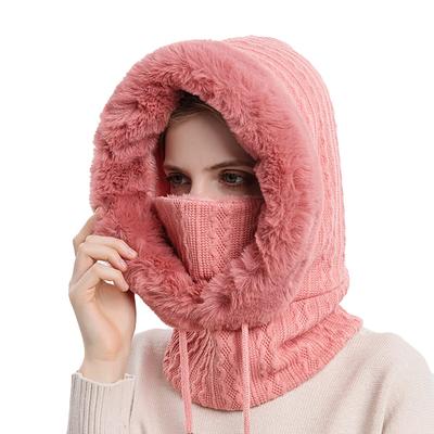 LeafIn Knitted Balaclava Hood Windproof and Warm for Perfect for and Other 9876 Plum Women's Fleece-Lined Warmer, Winter, Motorcycles, Bicycles,