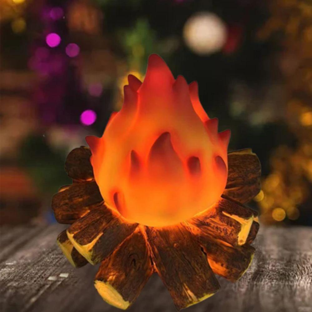 Resin Material Christmas Atmosphere Lamp Battery Powered Flame Glowing LED Night Light Modern Style Tabletop Decor