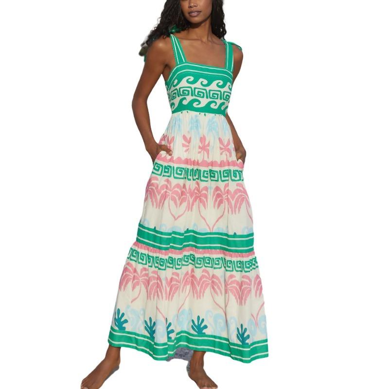 

A New Summer Women s Dress with Sexy Bow Ties and Strappy Bandages XL зелёный