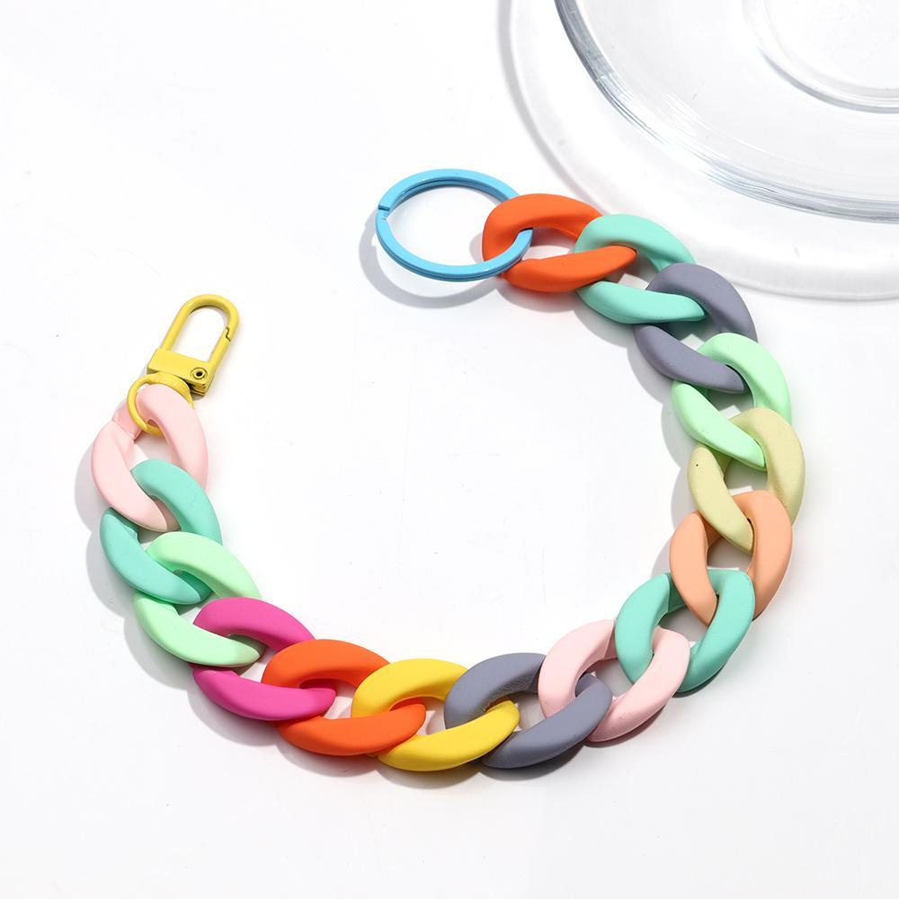 Colorful Acrylic Plastic Link Chain Keychain Creative Handmade Anti-lost Phone Key Ring For Women Girls DIY Jewelry Gifts