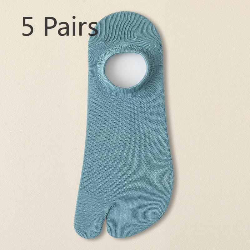 

5 пар носков с раздельными пальцами, мужские летние тонкие сетчатые дышащие дезодорирующие антибактериальные мужские носки, носки без косточек с двумя пальцами 5 Pairs синий