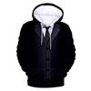Felpa con Cappuccio da Uomo 3D con Fantasia Cravatta Suit Divertente Oversize Casual Autunnale Manica Lunga Top