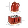 3000W 1.7L Rapid Boil Kettle & 4 Slice Toaster, Kettle and Toaster Set with 7 Browning Controls and Crumb Tray, Red