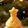 Matte Frosted Ornament 3D Printed Cheese Christmas Tree Ornament, Creative Figurine with Star Topper, Cute Xmas Desktop Ornaments for Home Office