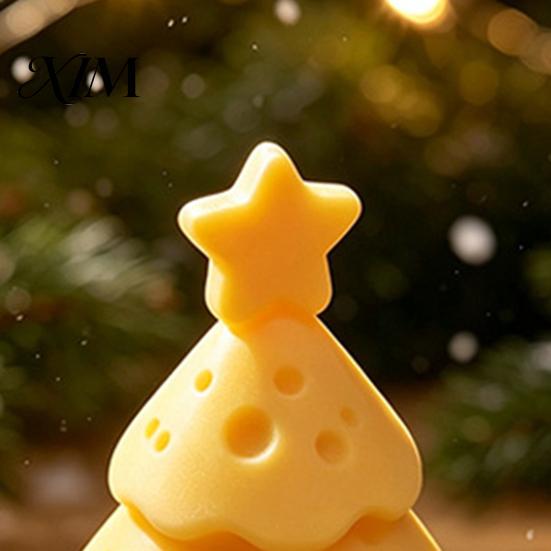 Matte Frosted Ornament 3D Printed Cheese Christmas Tree Ornament, Creative Figurine with Star Topper, Cute Xmas Desktop Ornaments for Home Office