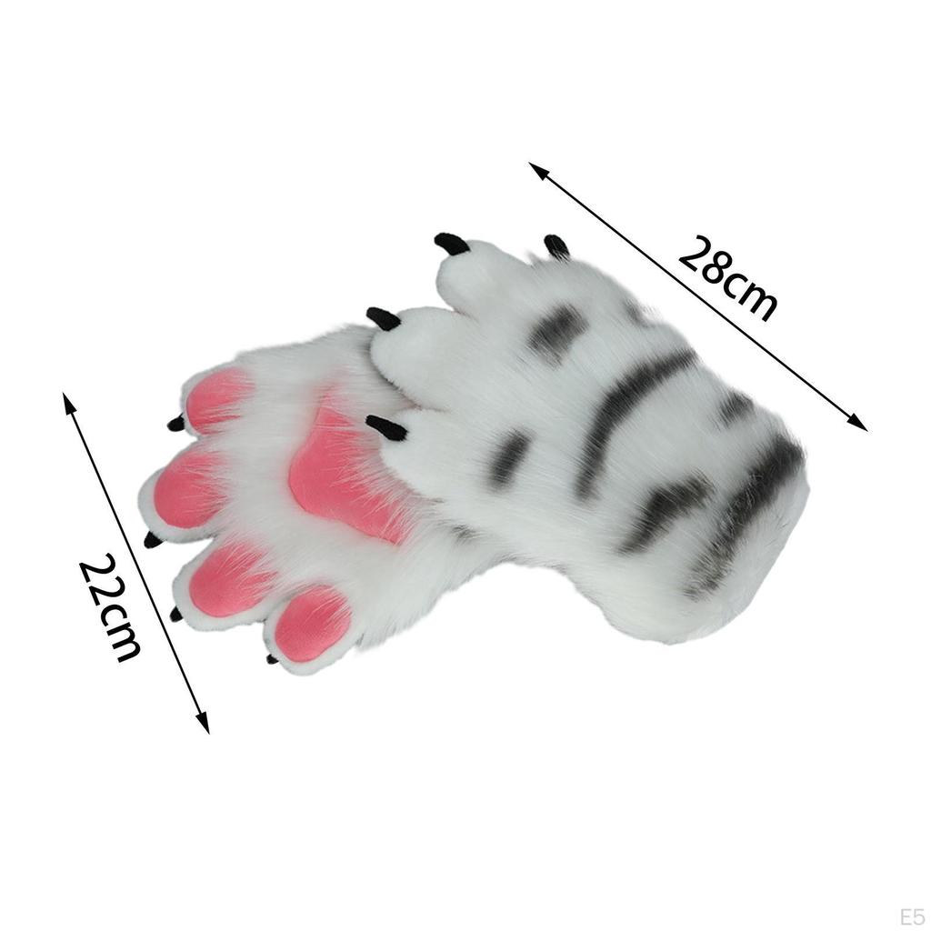2 Pieces Furry Gloves Plush Hand Women Winter for Fancy Dress up Party