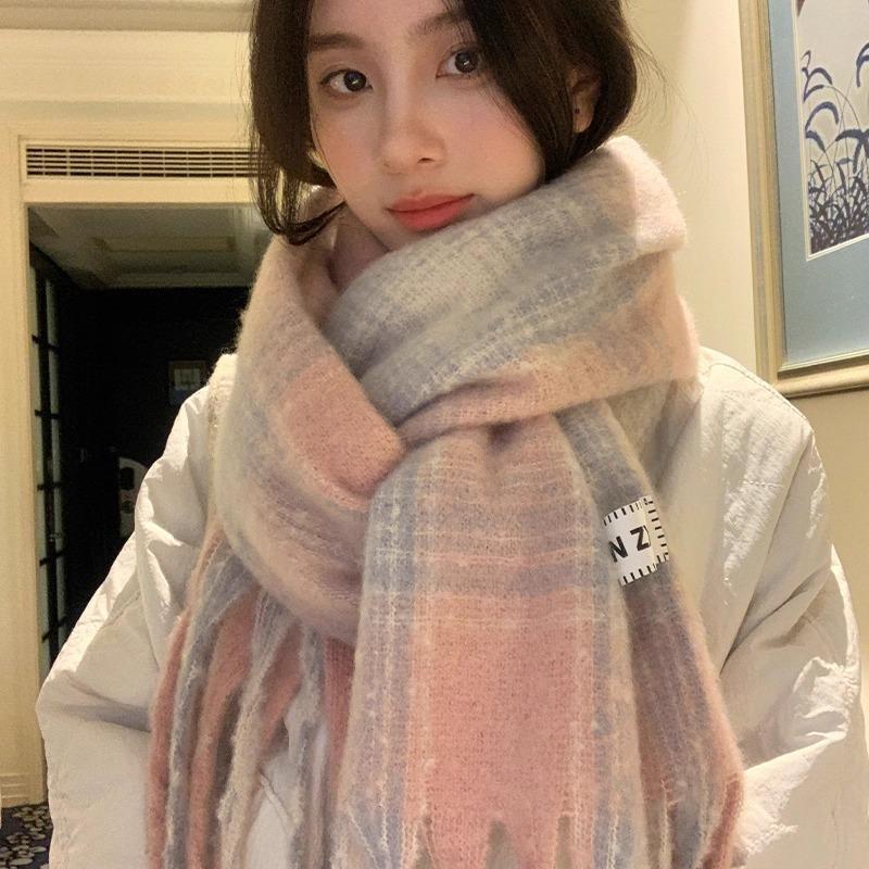 Scarf women's winter new Maillard atmosphere Korean imitation cashmere warm scarf extended shawl dual-purpose