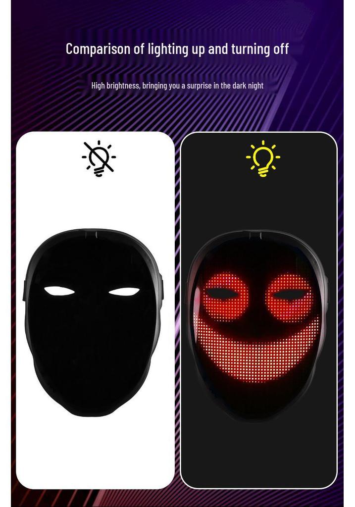 Halloween Vollfarb-LED Leuchtmaske – App-gesteuertes Gesichtswechselndes Tanzparty-Requisit