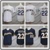 Milwaukee Brewers Unisex Broderad Basebolltröja Fan Edition Premium Bomullsblandning Sporttröja