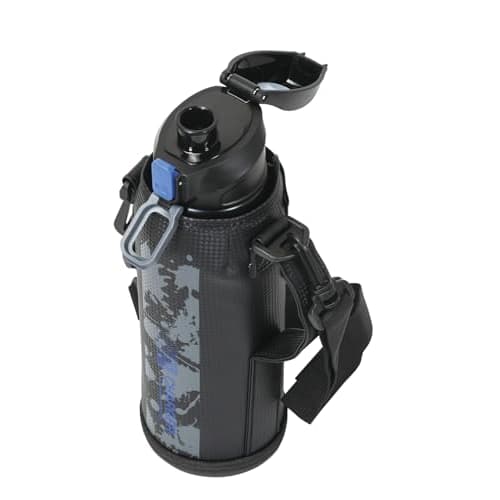 Pearl Metal Water Bottle, 1100ml (1.1L), Direct Drink, Insulated, Sports Drink, with Pouch, Blue x Black, Fast Charger, HC-180