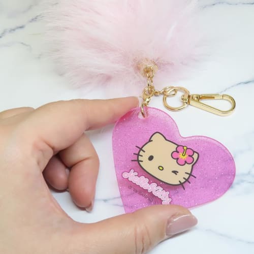Hello Kitty Fur Keychain Pink