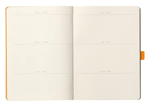 Rhodia Rhodiarama Goal Book Notebook, A5, Dotted Grid, 240 Pages, Italian Leather Cover, Rose Smoke, CF117803