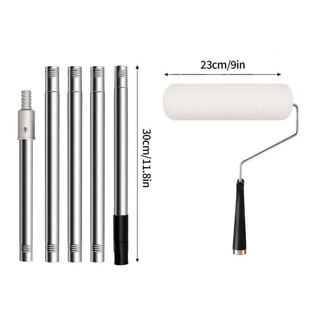 Paint Roller Kit Paint Roller Brush Wall Painting Supplies 9 Inch Extendable Pole Tool Set For Oil Latex Stains Home Improvement