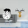 Silent Deer Head Cat Wall Clock Sculpture Quiet Movement Boho Artwork Analog Decor for Living Room