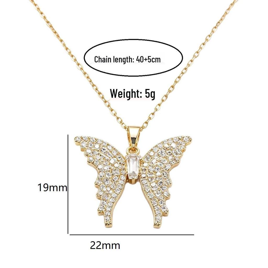 Luxury Butterfly Diamond-Inlaid Titanium Steel Necklace - Elegant Women's Collarbone Chain Jewelry