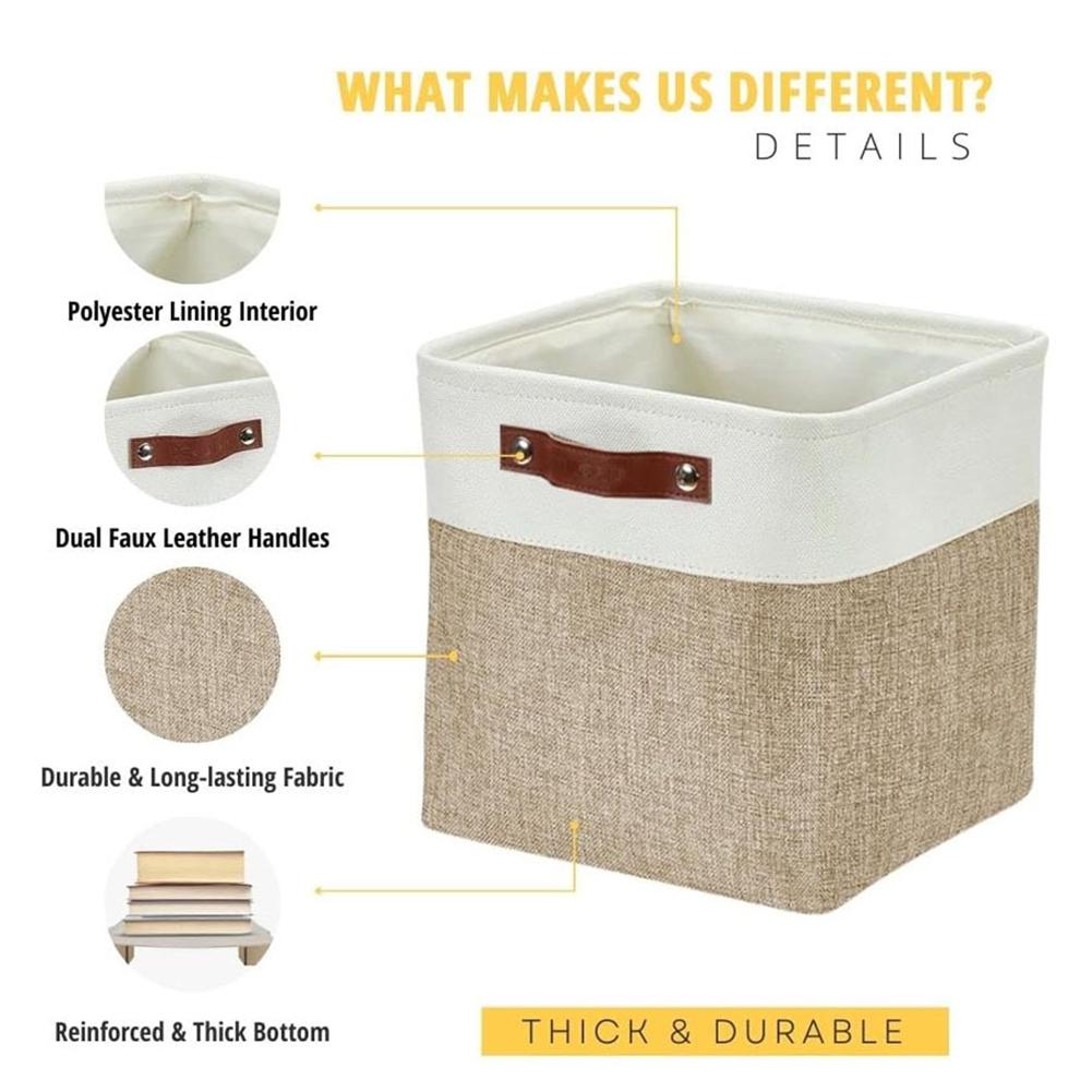 Home Decor Organized Living Space 27x27x27cm Foldable Bins Available In White Compact Storage Lightweight Design