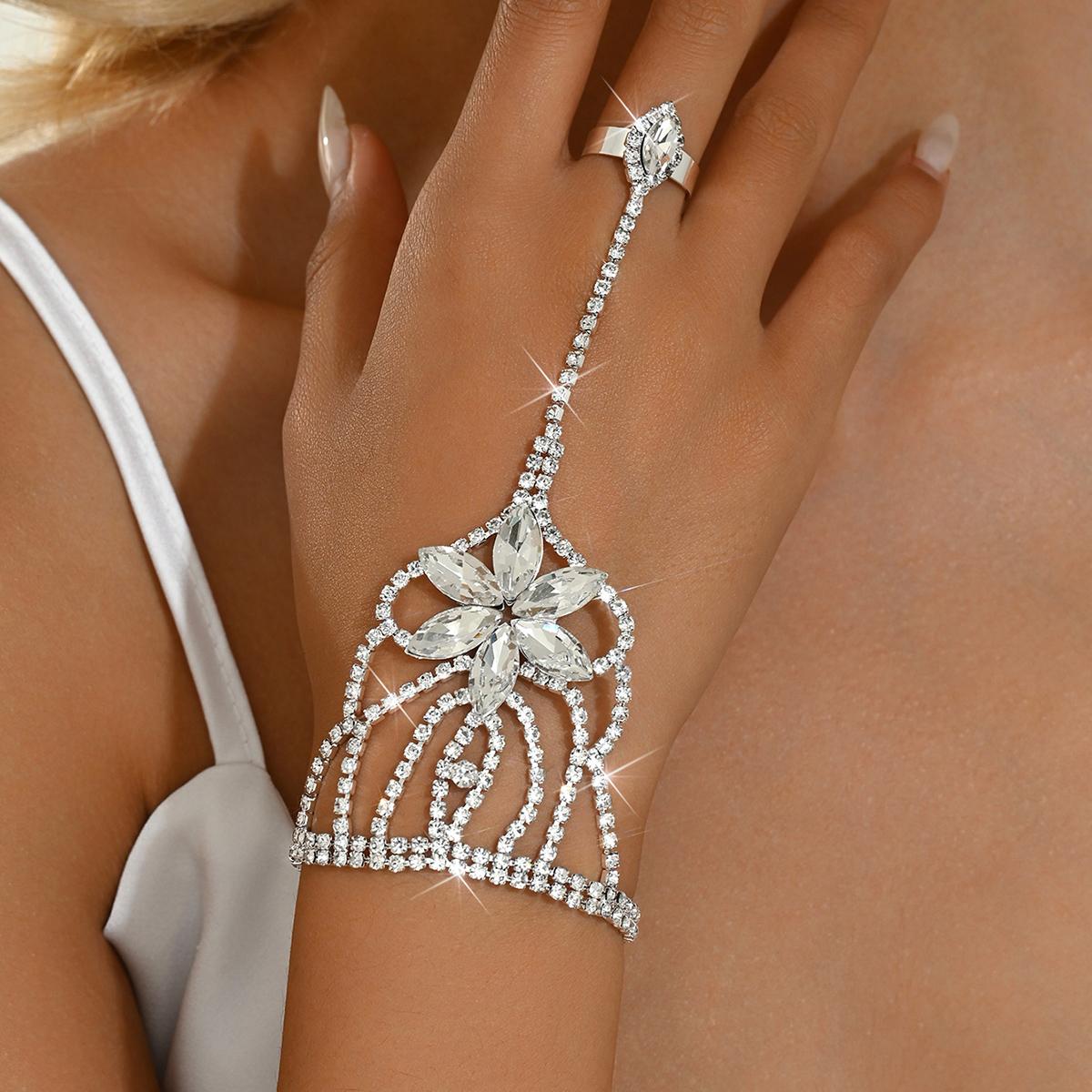 

1 шт. Женская серия «Когти и цепи» Модная цепочка на палец с пятью лепестками, для свиданий, путешествий, банкетов, вечеринок, фестивалей, нарядная, подарок