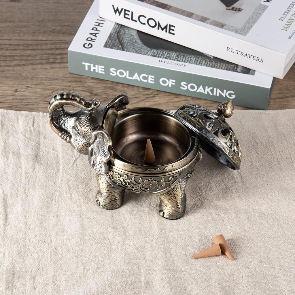 Feyarl Incense Burner, Incense Holder, Incense Holder, Alloy, Interior Ornament, Elephant Shape