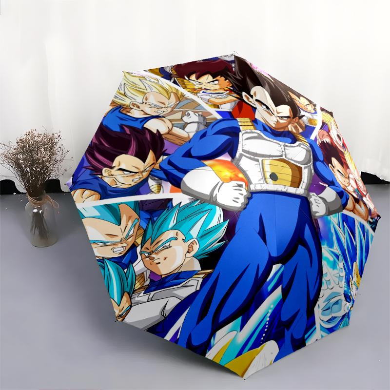 Vegeta Dragon Ball pattern, automatic folding umbrella, portable and foldable design, 8 ribs, a Christmas or birthday gift.