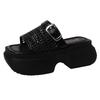 Fashion Retro Niche Woven Platform Slippers Women's 2025 Summer New Versatile Skirt One-word Sandals
