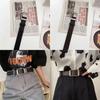 Womens Retro Inspired Square Buckle Belt With No Holes Available In Classic Black And Colors Coffee