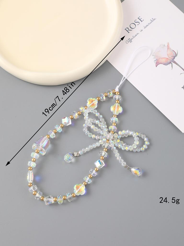 Multi Color Light Personalized Bell Orchid Crystal Bead Mobile Phone Chain Hanging Decoration Hanging Chain