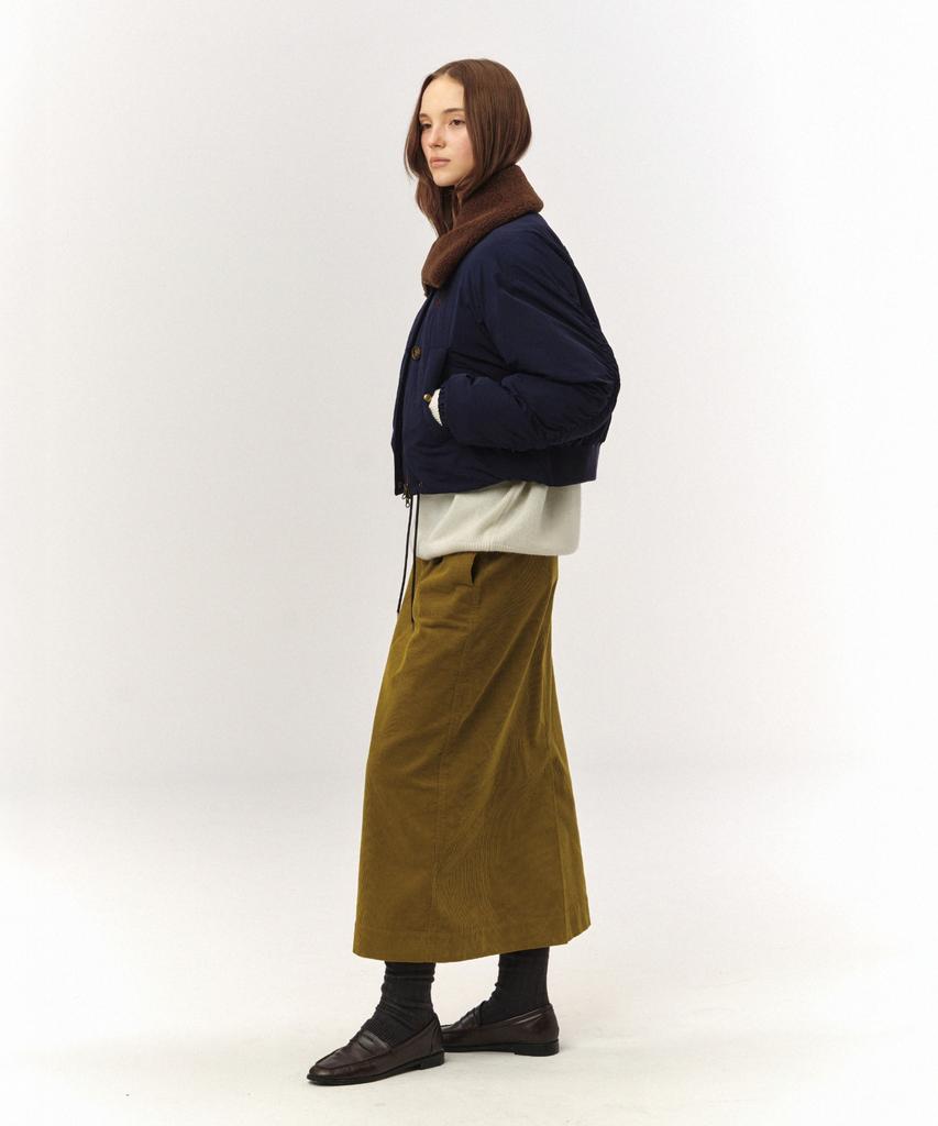 Seteo (W) Corduroy Long Skirt Olive Green