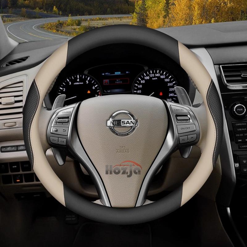 Leather Car Steering Wheel Cover for Nissan Qashqai J11 J10 J12 Tiida Juke F15 Navara D40 X-trail T30 T31 T32 T33 Pathfinder R51